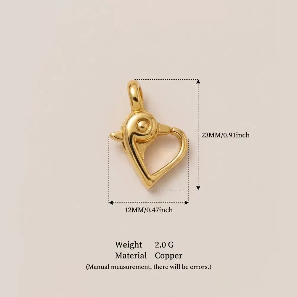 Gold Heart Lobster Claw Clasp 23mm | Decorative DIY Jewelry Finding | Gold-Plated Copper