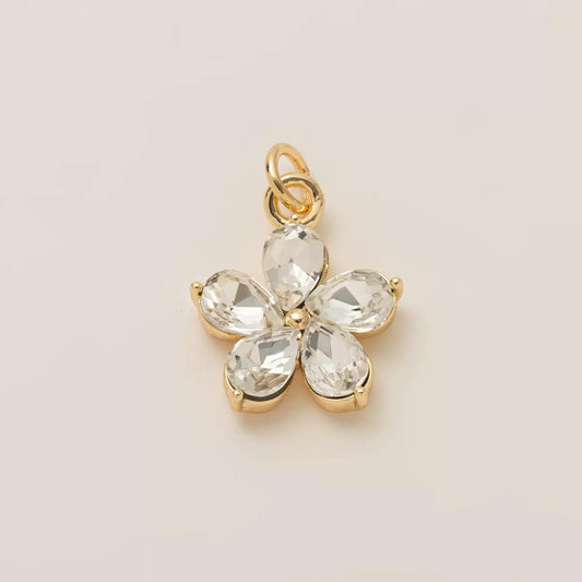 18K Gold Crystal Flower Charm Pendant | DIY Jewelry Making Charm