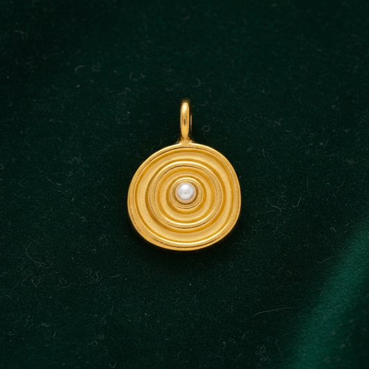 Gold Spiral Pearl Pendant 1