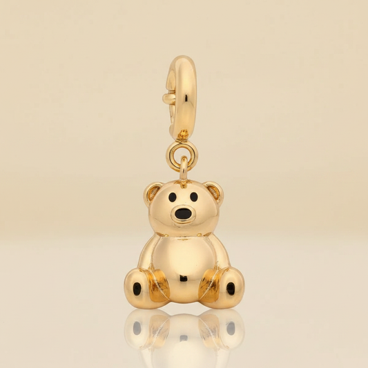 Gold Teddy Bear Charm - Front Flat Lay