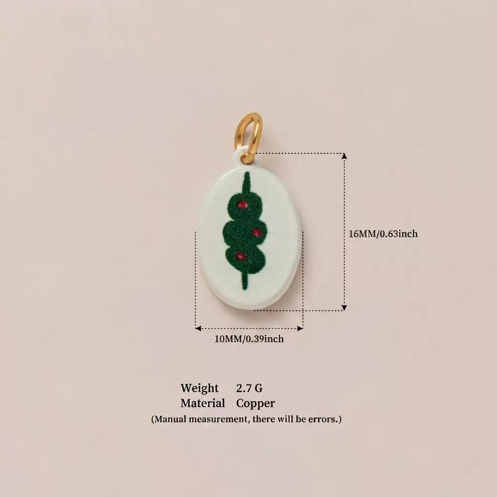 Hand-Painted Enamel Charm Pendant | Original Illustration DIY Jewelry Making Supply