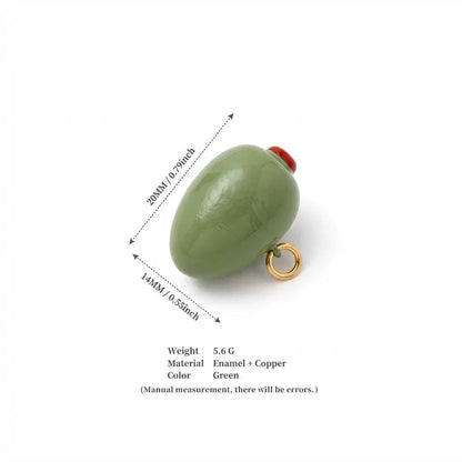 Little Kitchen · Olive | Enamel Copper Miniature Olive Charm Gold Jump Ring | DIY Necklace Bracelet | Original Design