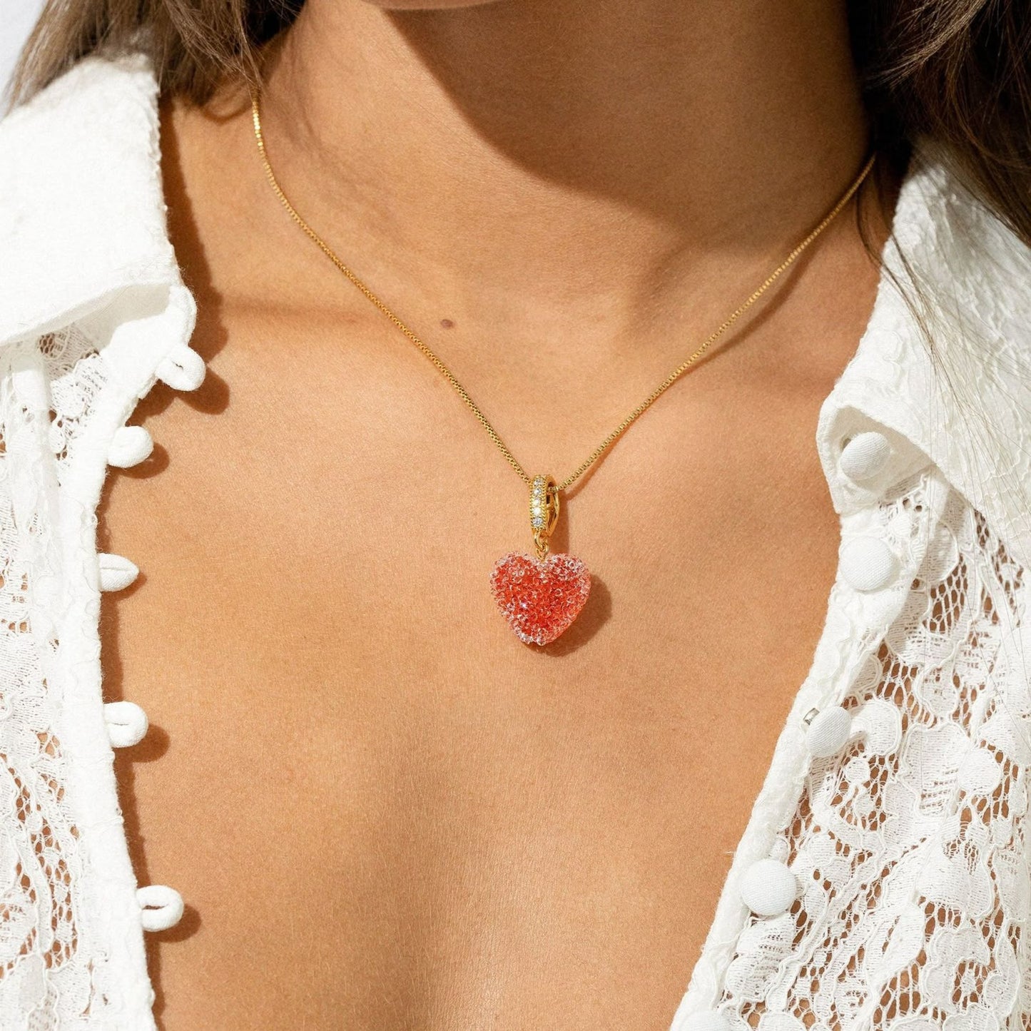 Candy Heart Natural Stone Pendant Necklace | DIY Layering Charm