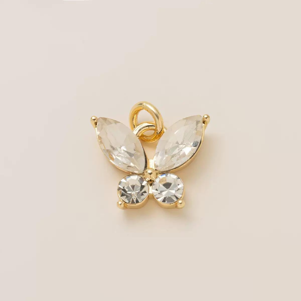 18K Gold Full Crystal Butterfly Charm Pendant | DIY Jewelry Making Charm