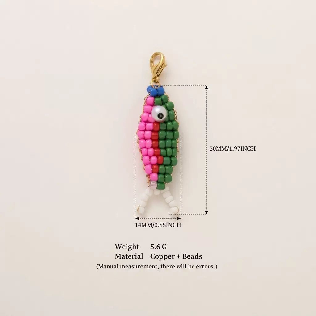 Handmade Beaded Fish Charm | DIY Colorful Seed Bead Fish Keychain | Bag Charm Pendant