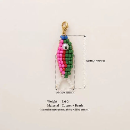 Handmade Beaded Fish Charm | DIY Colorful Seed Bead Fish Keychain | Bag Charm Pendant