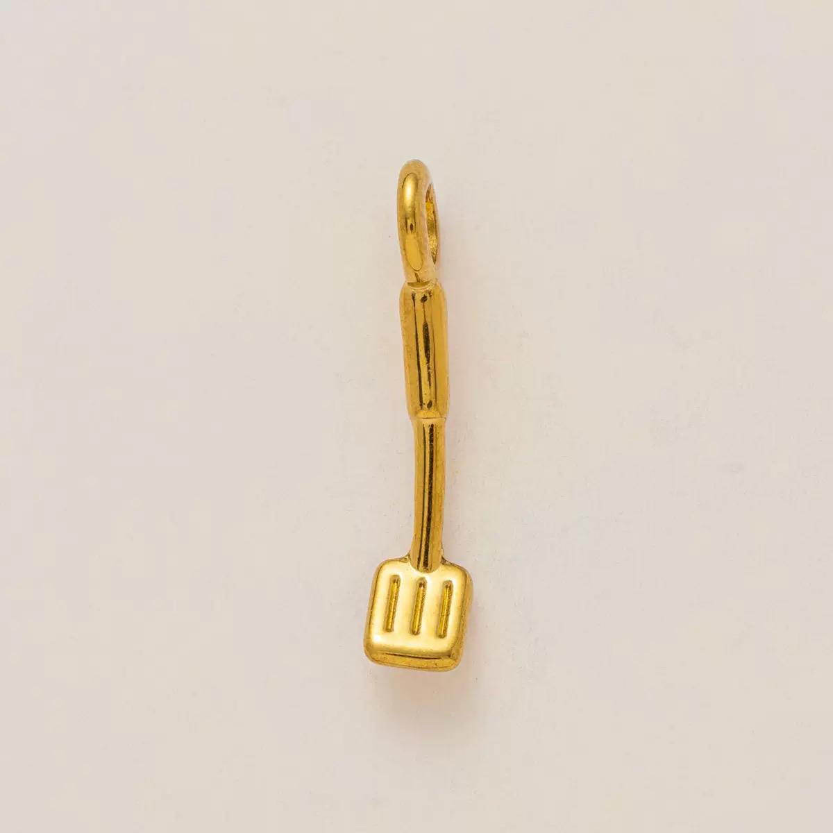 Gold Spatula Charm | 18K Gold Plated DIY Pendant | 3D Kitchen Utensil Original Design