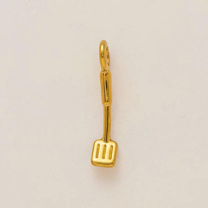 Gold Spatula Charm | 18K Gold Plated DIY Pendant | 3D Kitchen Utensil Original Design