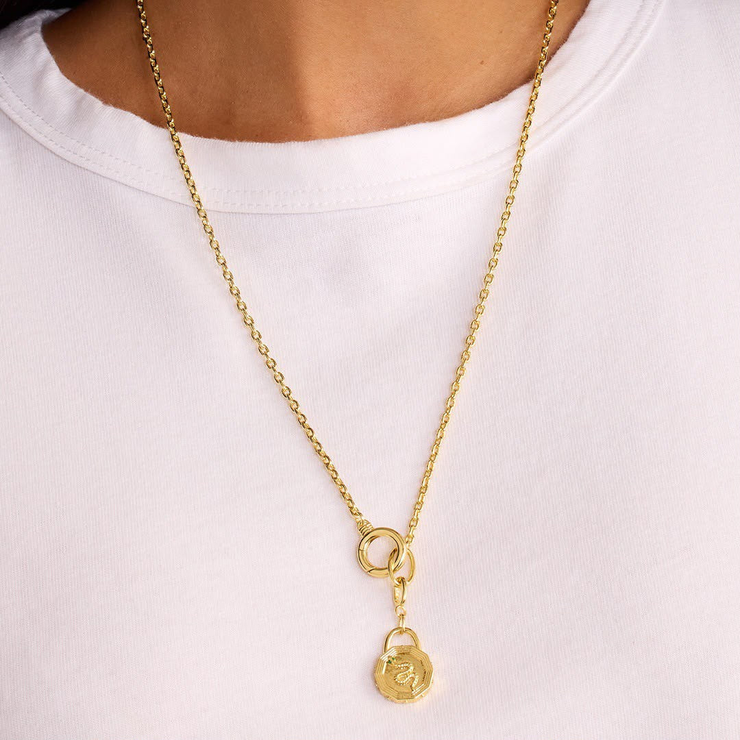 Gold DIY Charm Necklace | Paperclip Chain with Interchangeable Charms | Build Your Own Stack