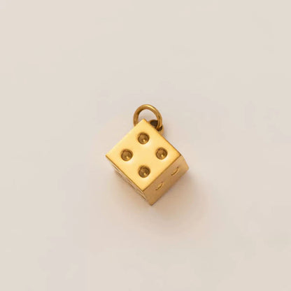 Gold Dice Charm | 18K Matte Gold Plated 3D Cube Dice Pendant DIY Jewelry Lucky Gift