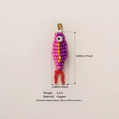 Handmade Beaded Fish Charm | DIY Colorful Seed Bead Fish Keychain | Bag Charm Pendant