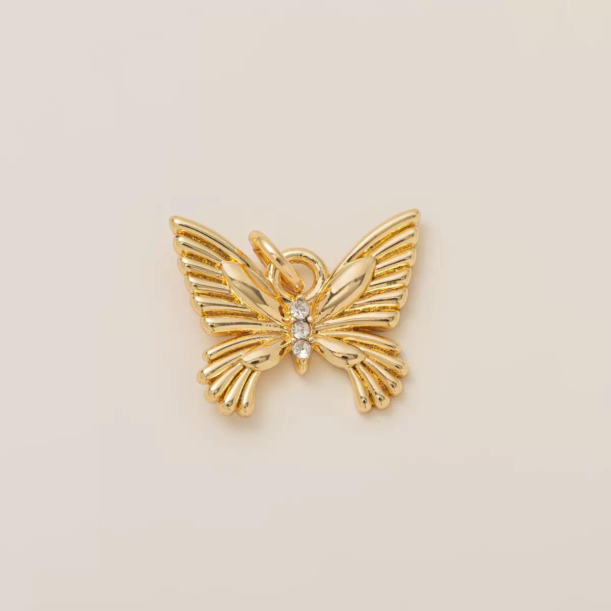 Gold Butterfly Charm Pendant | 18K Gold Plated DIY Jewelry Making Charm | Crystal Zircon Butterfly Necklace Pendant