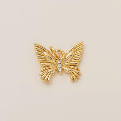 Gold Butterfly Charm Pendant | 18K Gold Plated DIY Jewelry Making Charm | Crystal Zircon Butterfly Necklace Pendant