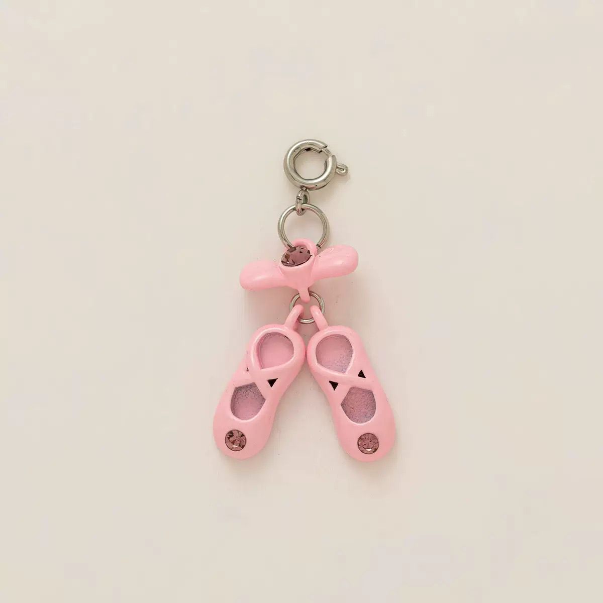 Ballet Shoes Charm Pendant | Pink Enamel Rhinestone DIY Jewelry Charm