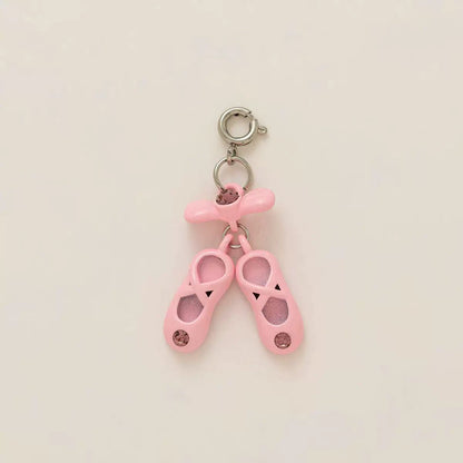 Ballet Shoes Charm Pendant | Pink Enamel Rhinestone DIY Jewelry Charm