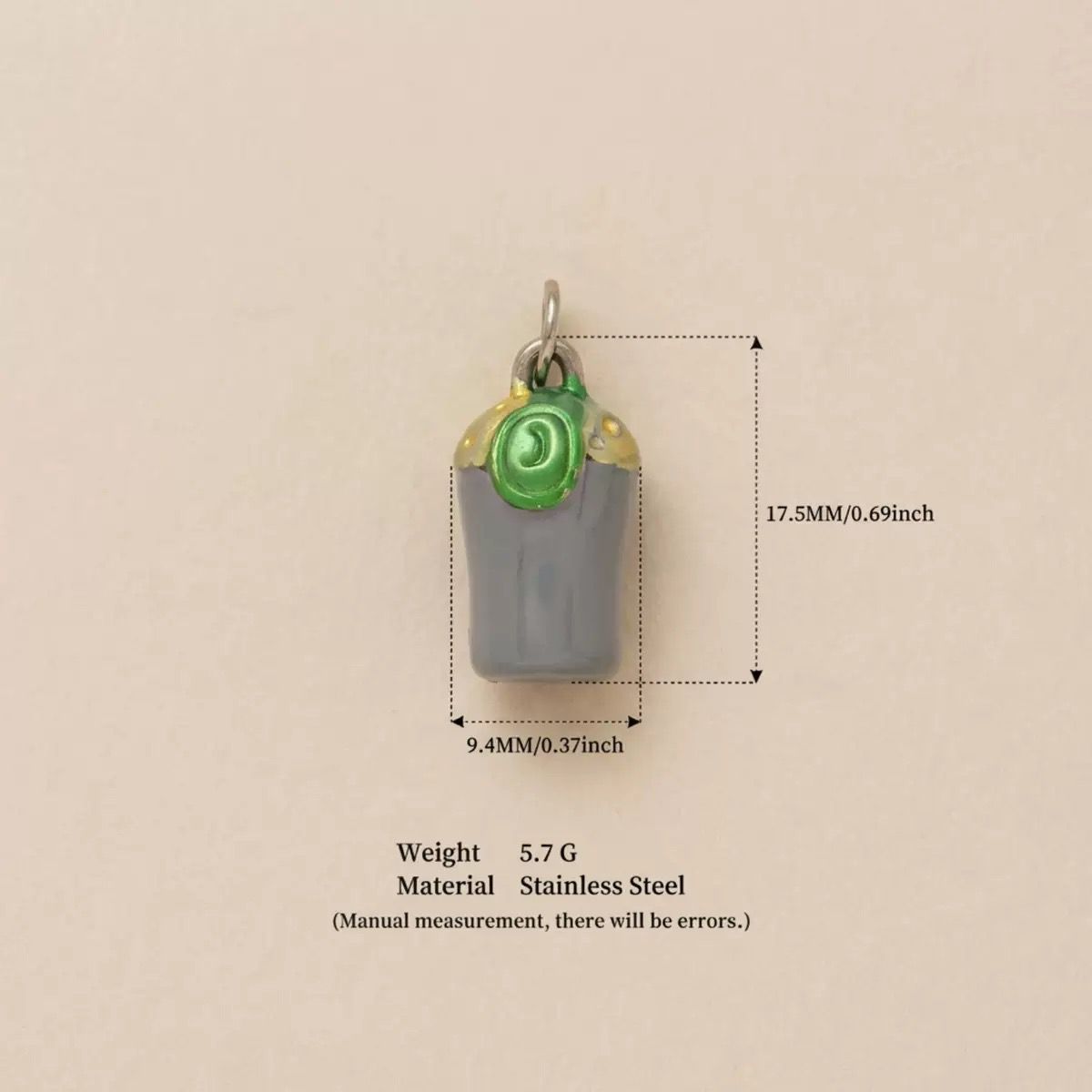 Matcha Latte Cup Charm Pendant | Enamel Stainless Steel DIY Jewelry Charm