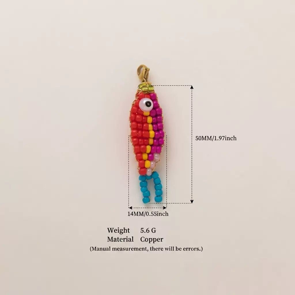 Handmade Beaded Fish Charm | DIY Colorful Seed Bead Fish Keychain | Bag Charm Pendant