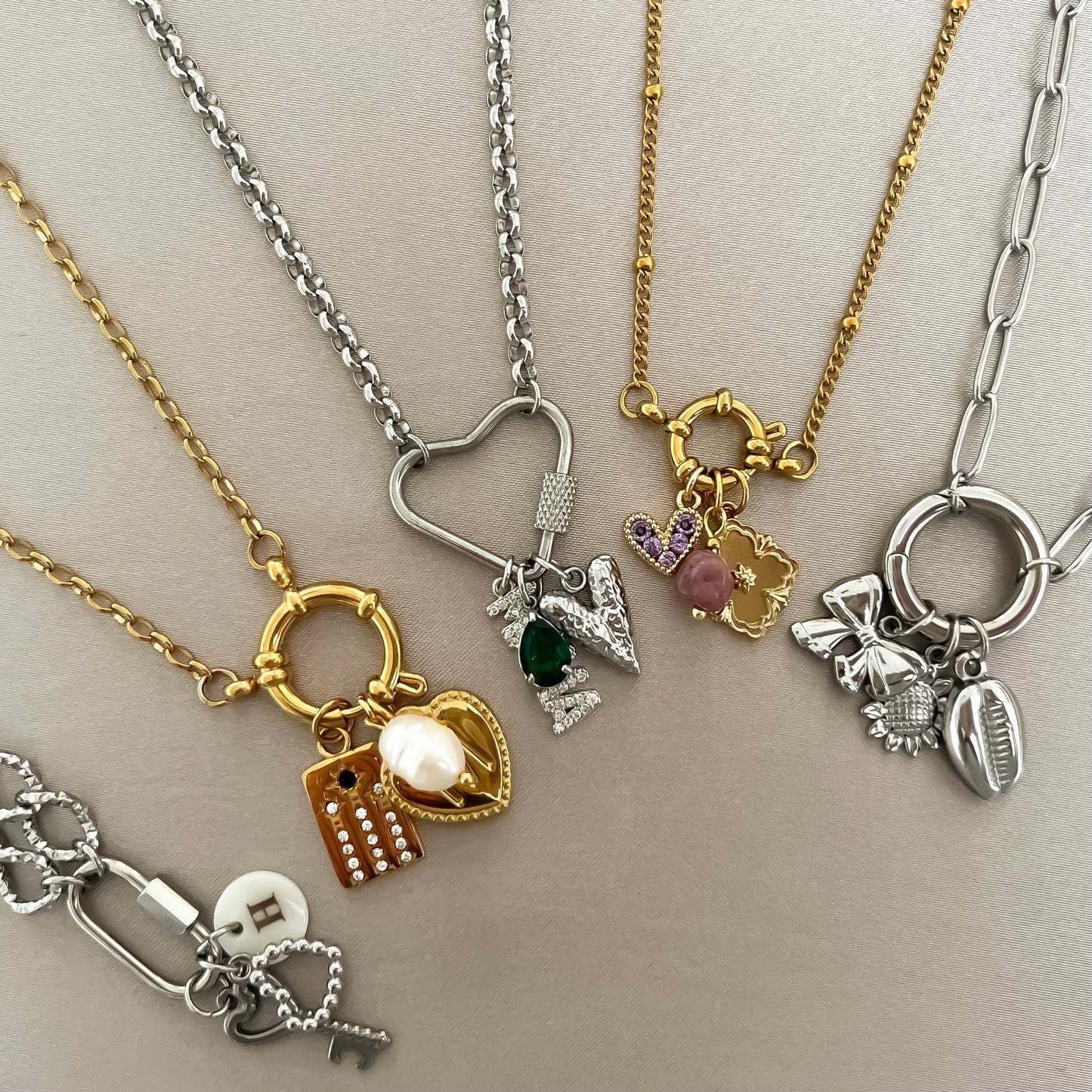 DIY Carabiner Clasp for Charm Necklace | Heart, Oval, Round & Anchor Styles