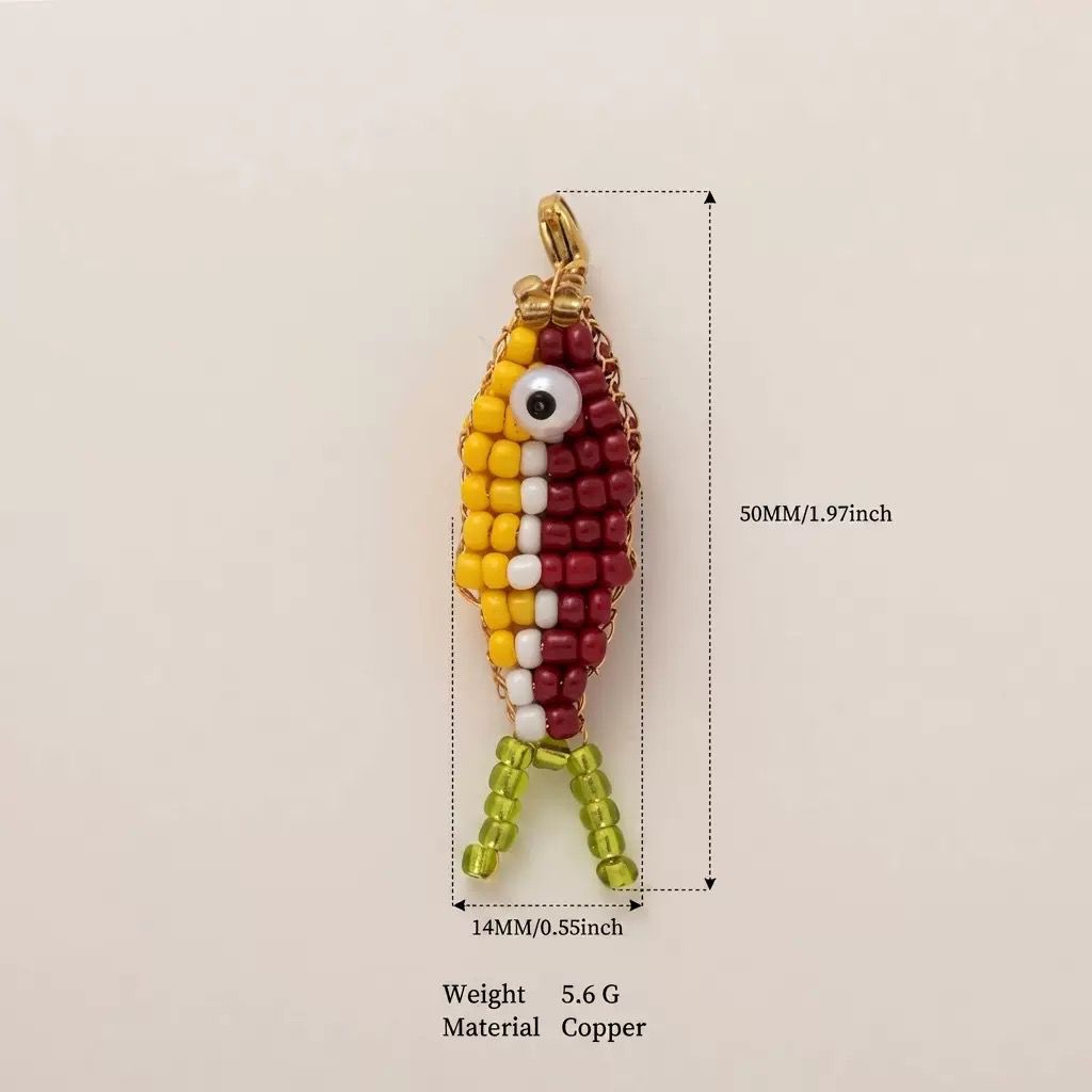 Handmade Beaded Fish Charm | DIY Colorful Seed Bead Fish Keychain | Bag Charm Pendant