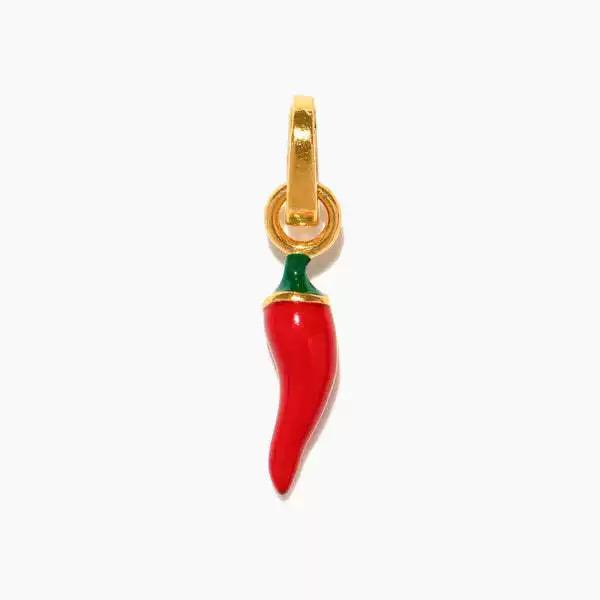 Red Enamel Chili Pepper Charm Pendant | 18K Gold Plated DIY Jewelry Making Charm | Spicy Fruit Necklace Pendant