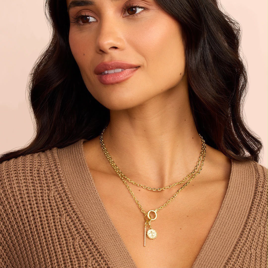 Gold DIY Charm Necklace | Paperclip Chain with Interchangeable Charms | Build Your Own Stack