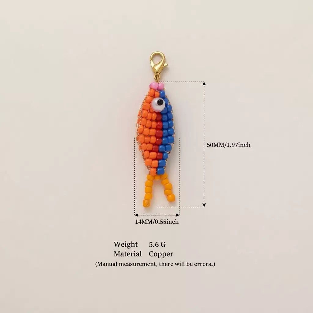 Handmade Beaded Fish Charm | DIY Colorful Seed Bead Fish Keychain | Bag Charm Pendant