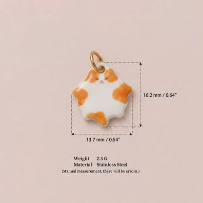 Cute 3D Cat Enamel Charm Pendant | Grey Tabby Calico Orange Cat | DIY Jewelry & Bag Charm Making