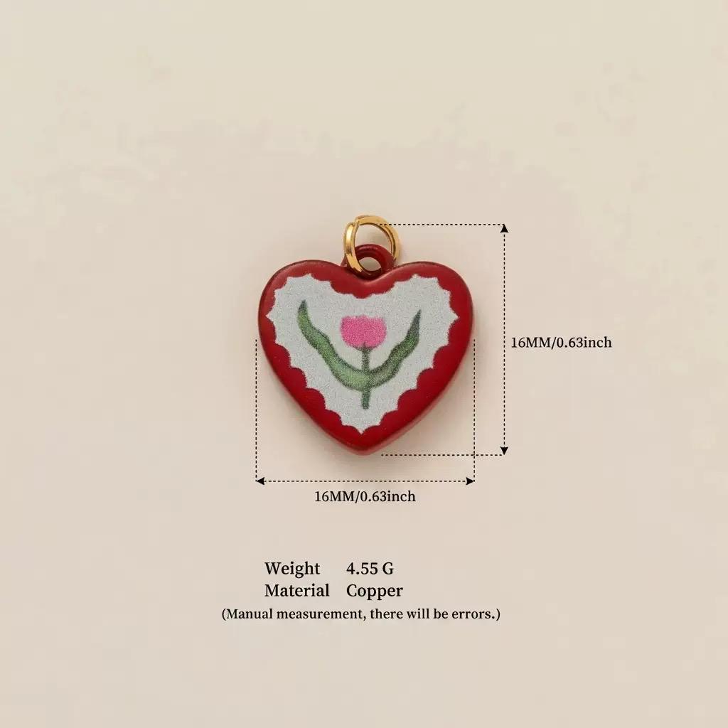 Hand-Painted Enamel Charm Pendant | Original Illustration DIY Jewelry Making Supply