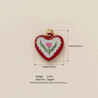 Hand-Painted Enamel Charm Pendant | Original Illustration DIY Jewelry Making Supply