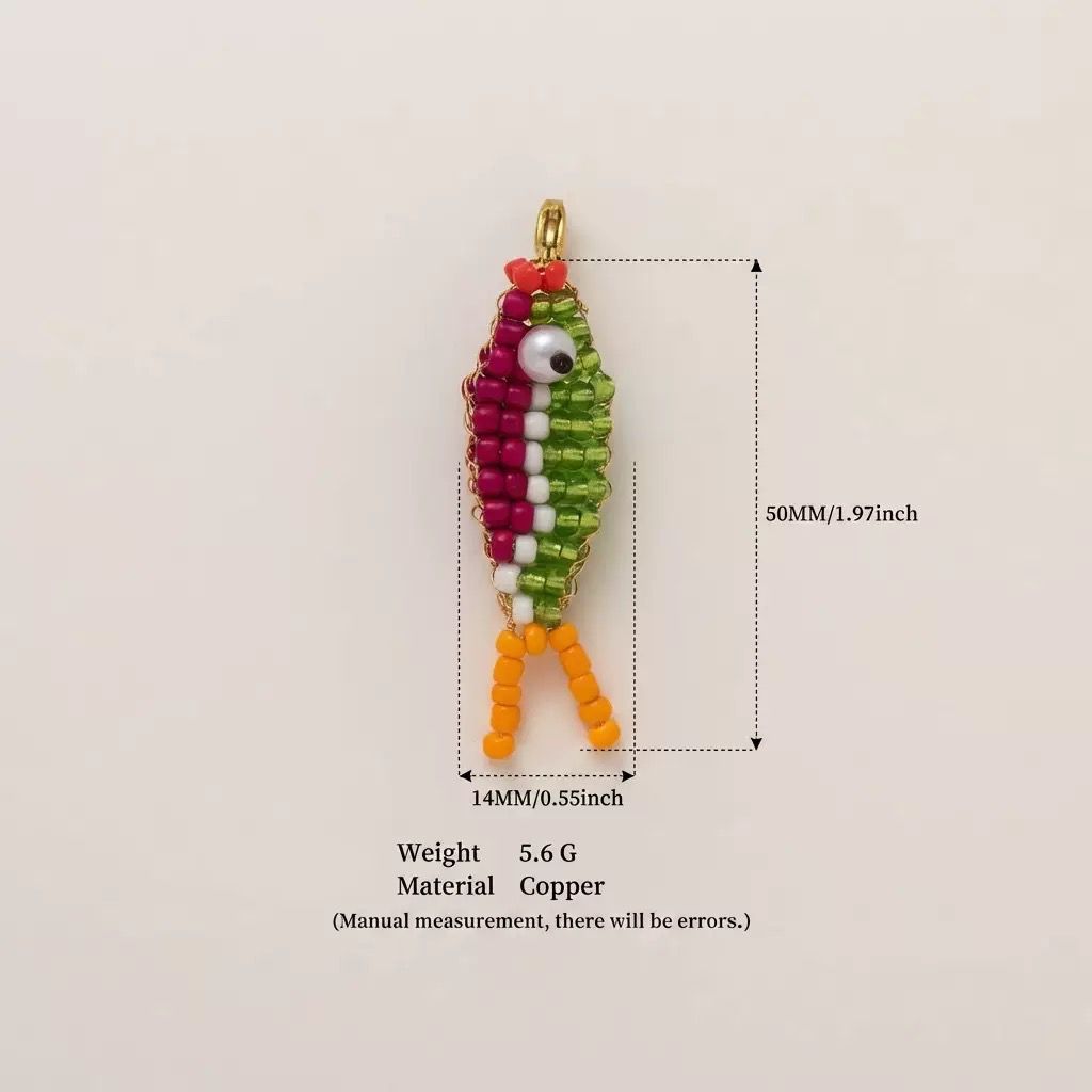 Handmade Beaded Fish Charm | DIY Colorful Seed Bead Fish Keychain | Bag Charm Pendant