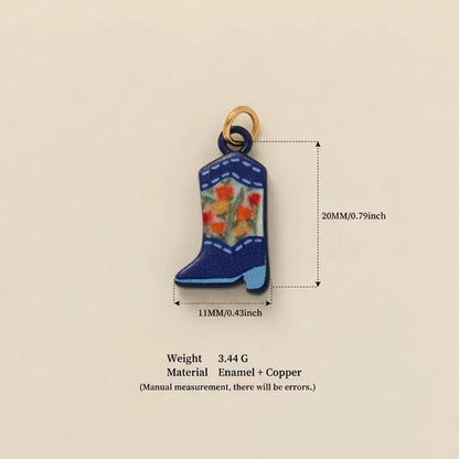 Hand-Painted Enamel Charm Pendant | Original Illustration DIY Jewelry Making Supply
