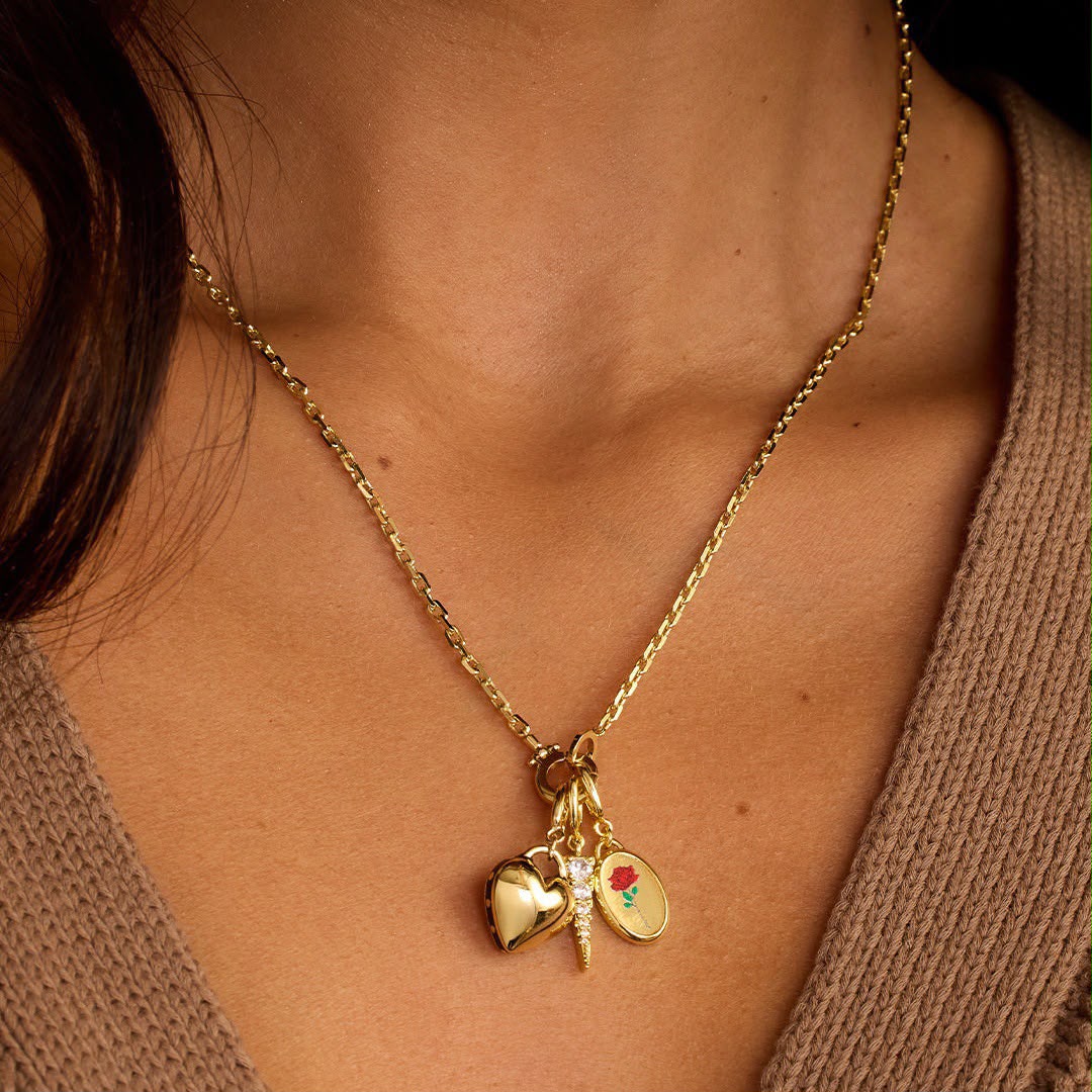 Gold DIY Charm Necklace | Paperclip Chain with Interchangeable Charms | Build Your Own Stack
