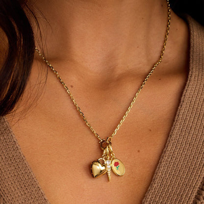 Gold DIY Charm Necklace | Paperclip Chain with Interchangeable Charms | Build Your Own Stack