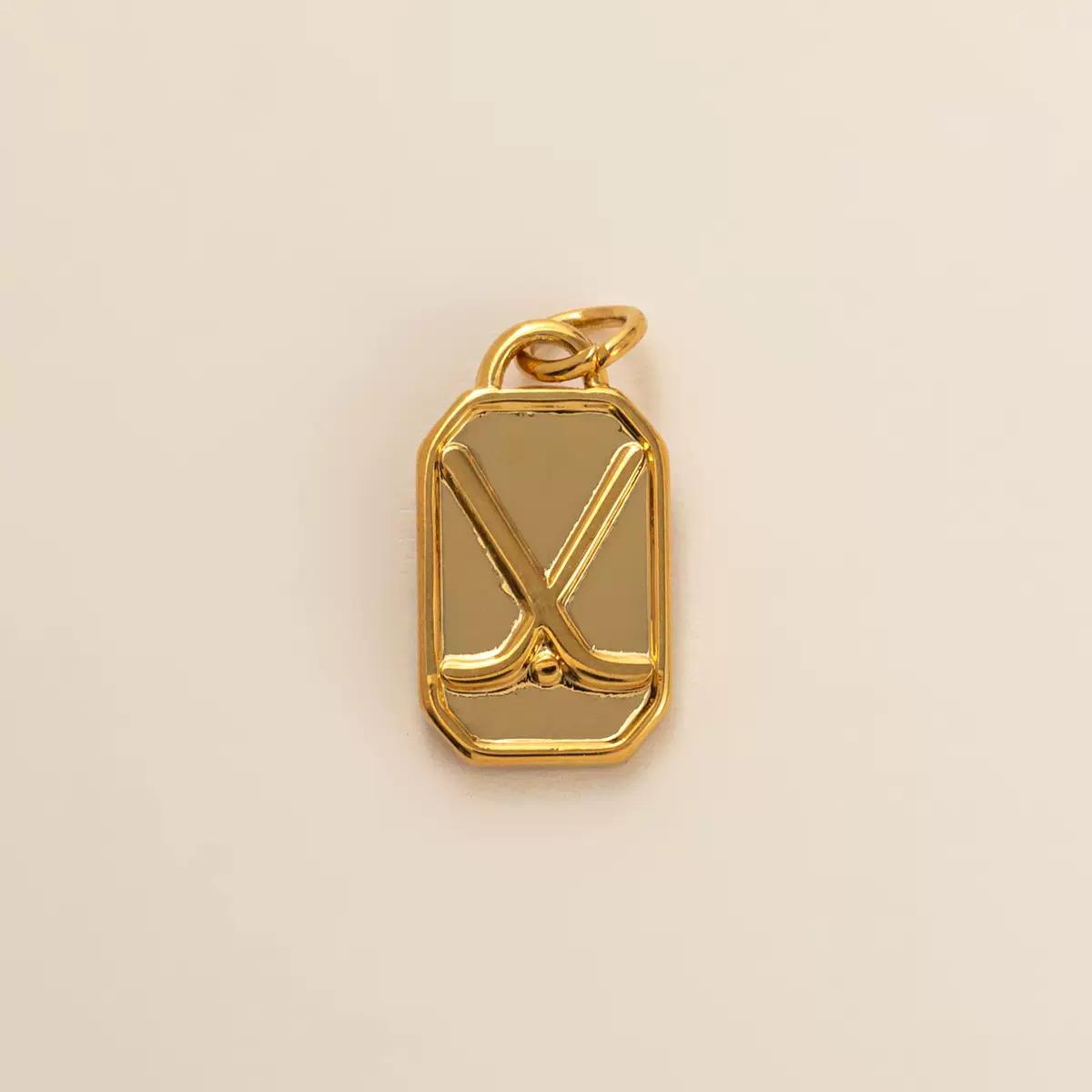 Sports Theme Gold Charm Necklace & Bracelet | 18K Gold Plated Engraved Pendant | DIY Charm Jewelry | Original Design