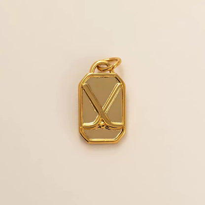Sports Theme Gold Charm Necklace & Bracelet | 18K Gold Plated Engraved Pendant | DIY Charm Jewelry | Original Design