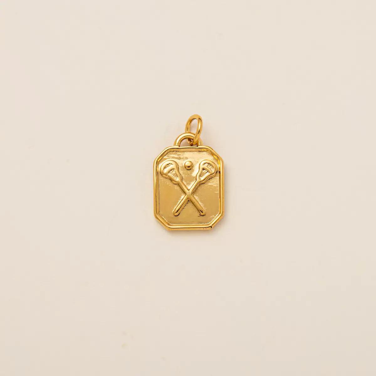 Sports Theme Gold Charm Necklace & Bracelet | 18K Gold Plated Engraved Pendant | DIY Charm Jewelry | Original Design