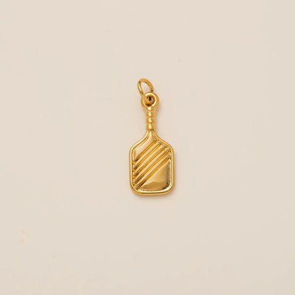 Sports Theme Gold Charm Necklace & Bracelet | 18K Gold Plated Engraved Pendant | DIY Charm Jewelry | Original Design