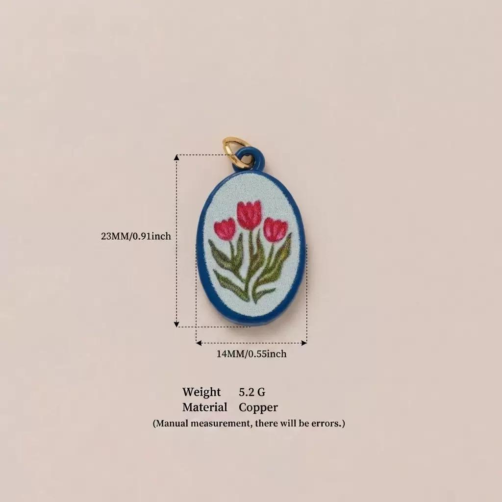 Hand-Painted Enamel Charm Pendant | Original Illustration DIY Jewelry Making Supply