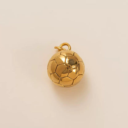 Sports Theme Gold Charm Necklace & Bracelet | 18K Gold Plated Engraved Pendant | DIY Charm Jewelry | Original Design