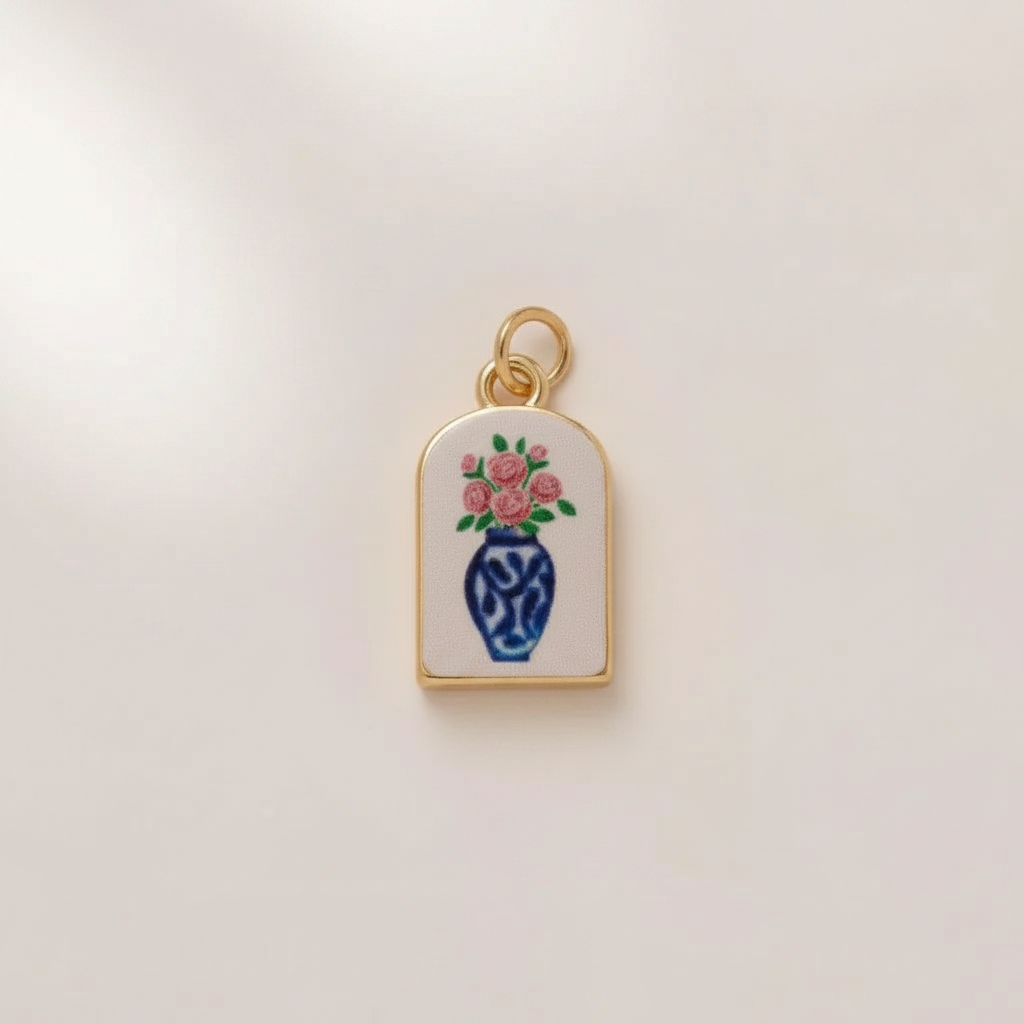 青花瓷花瓶吊坠 - 图1