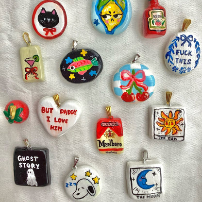 Handmade Clay Charm Pendant – Original Design DIY Jewelry