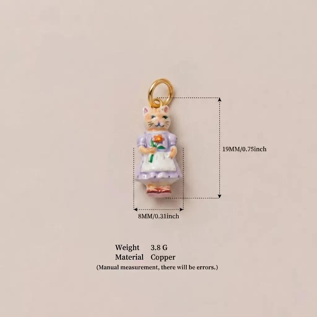 The Town Folk | Miss Cat Enamel DIY Charm Pendant | Copper Gold Plated