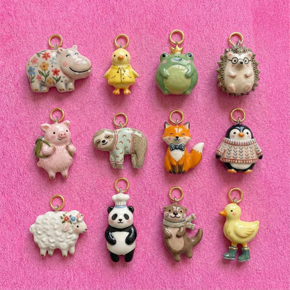 3D Animal Charm Pendant | Hand-Painted Character Charms for DIY Jewellery Making