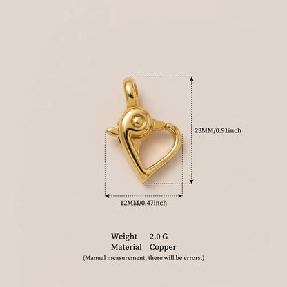 Gold Heart Lobster Claw Clasp 23mm | Decorative DIY Jewelry Finding | Gold-Plated Copper