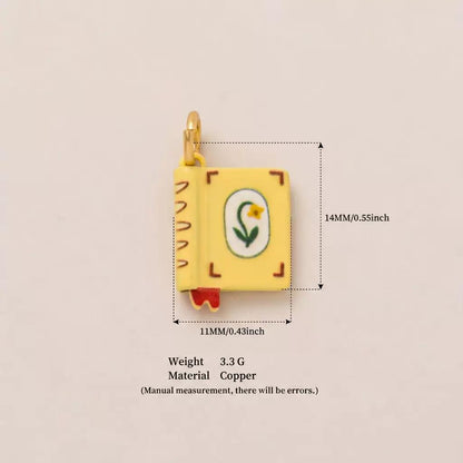 Woodland Tales | Miniature Book Charm | Yellow Enamel Daffodil | 18K Gold-Plated | DIY Jewelry