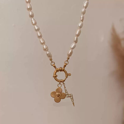 The Thread · Pearl | Natural Baroque Pearl Necklace OT Toggle Clasp | Heart & Lightning Charm Set | Interchangeable DIY Jewelry