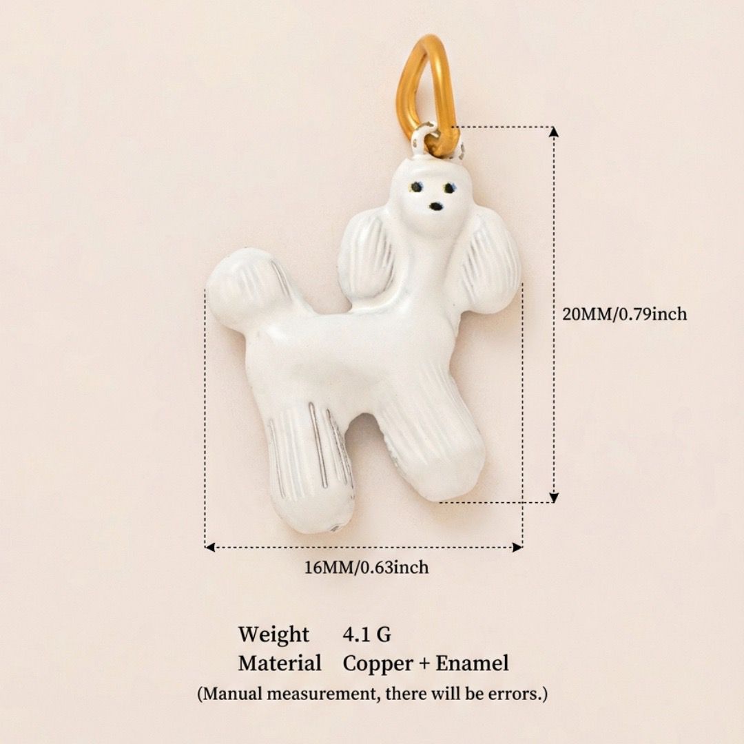 Little Weirdos | The Poodle Enamel DIY Charm Pendant | 3D Copper Fluffy Dog