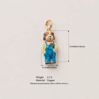 The Town Folk | Mr. Dog Enamel DIY Charm Pendant | Copper Gold Plated