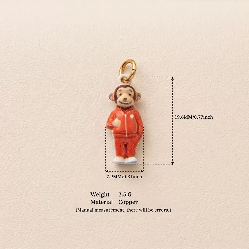 The Town Folk | Mr. Monkey Enamel DIY Charm Pendant | Copper Gold Plated