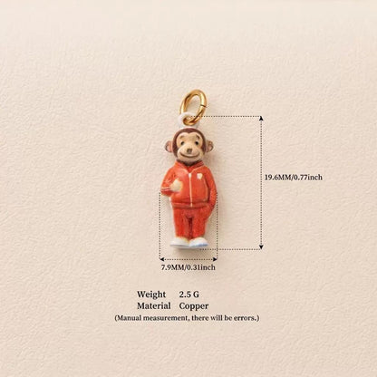 The Town Folk | Mr. Monkey Enamel DIY Charm Pendant | Copper Gold Plated
